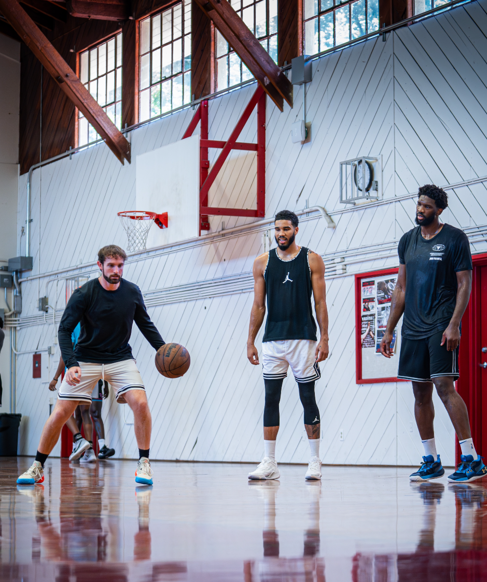 Drew Hanlen with Jayson Tatum and Joel Embiid